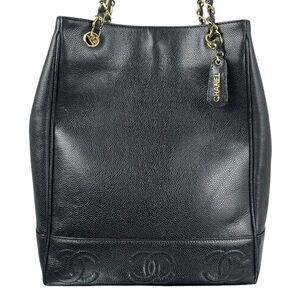 CHANEL TRIPLE COCO CAVIAR LEATHER BUCKET BAG 24KT HARDWARE